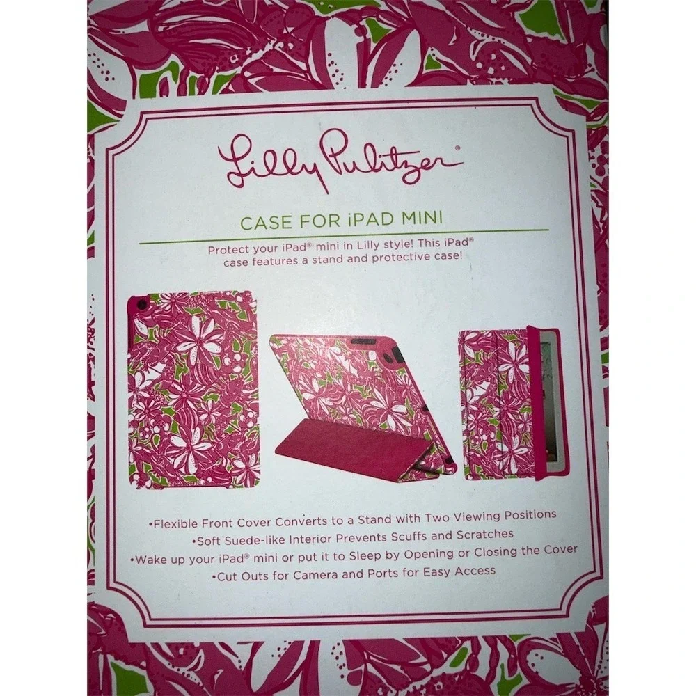 Lilly Pulitzer iPad Mini Folio Case Cover Stand‎ Wake/Sleep Pink Green